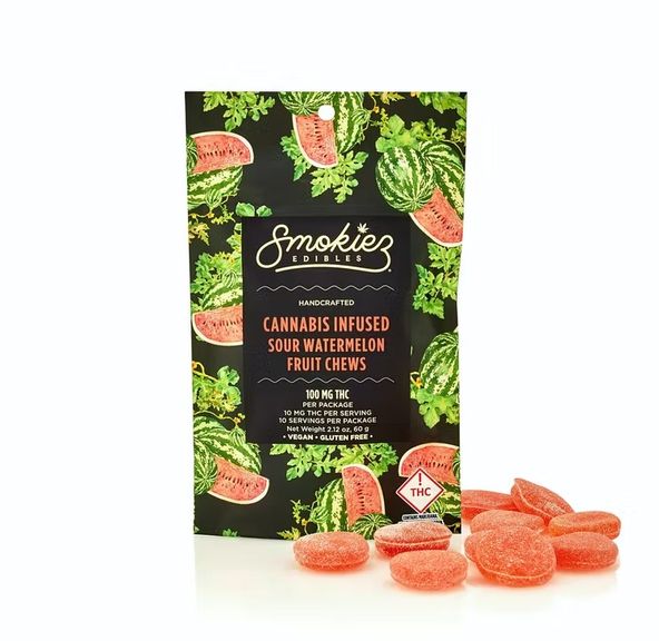 Smokiez Fruit Chews Sour Watermelon 100mg