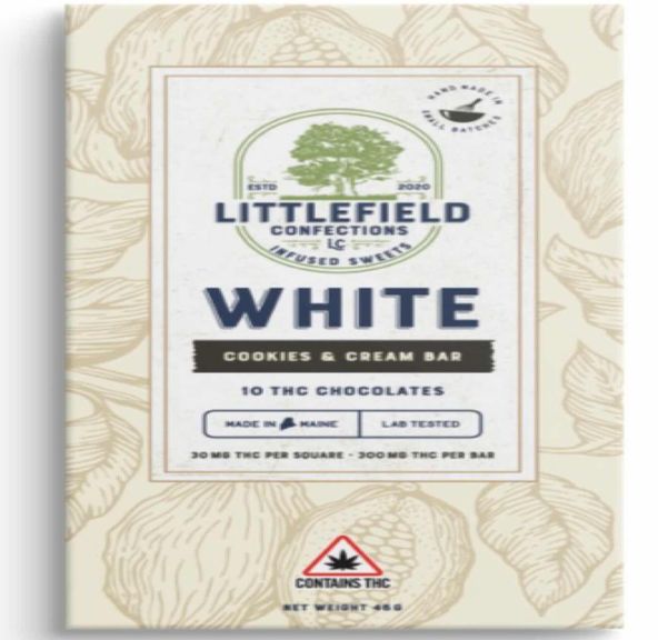 Cookies & Cream 300mg Littlefield chocolate bar