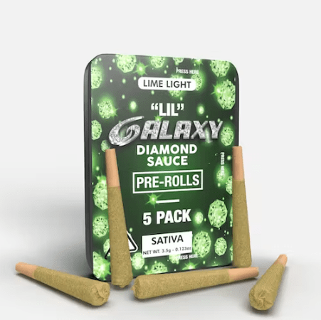 Lime Light Galaxy Mini 5-pack 3.5G Diamond Infused Prerolls