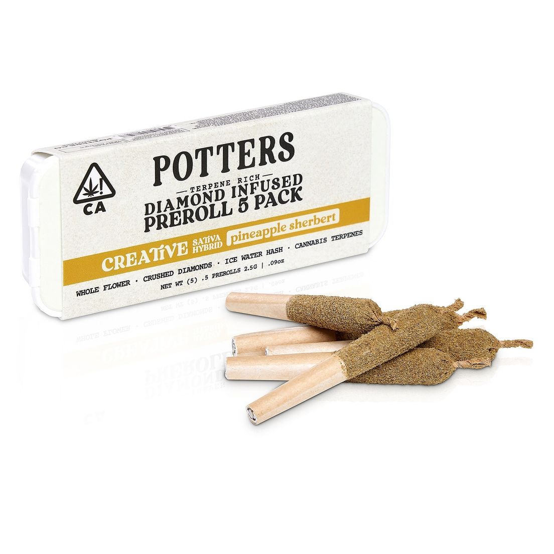 D. Potters 5pk x .5g Diamond Infused Pre Rolls - Pineapple Sherbert (S-H)