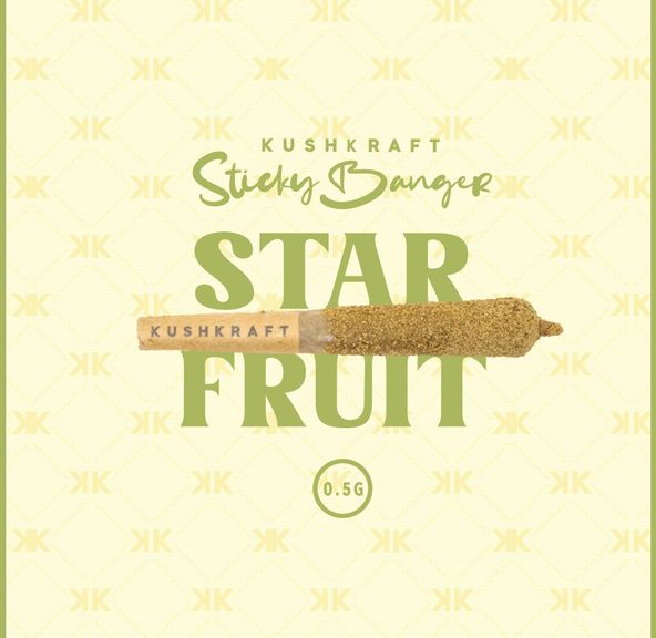 1 x 0.5g Infused Sticky Banger Pre-Roll Sativa Starfruit Guava by KushKraft