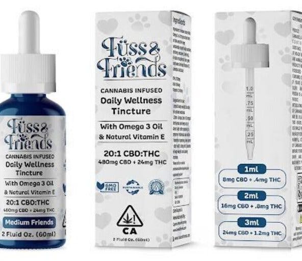 1. Fuss & Friends Medium Friends Tincture PETS ONLY - 480 CBD/24 THC - 2oz *SALE*
