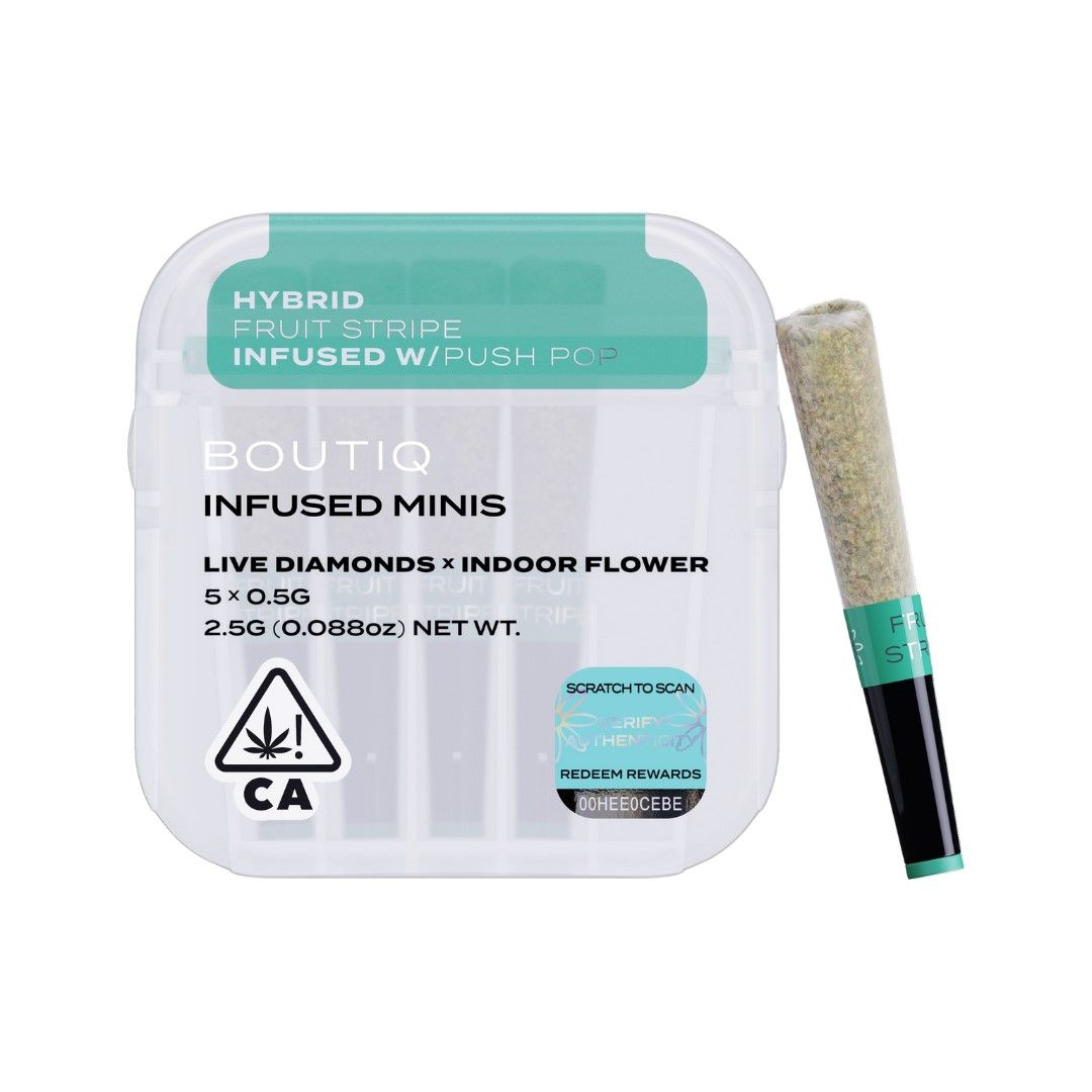 Boutiq Infused Mini Pre-roll 5pk Fruit Stripe x Push Pop 2.5g