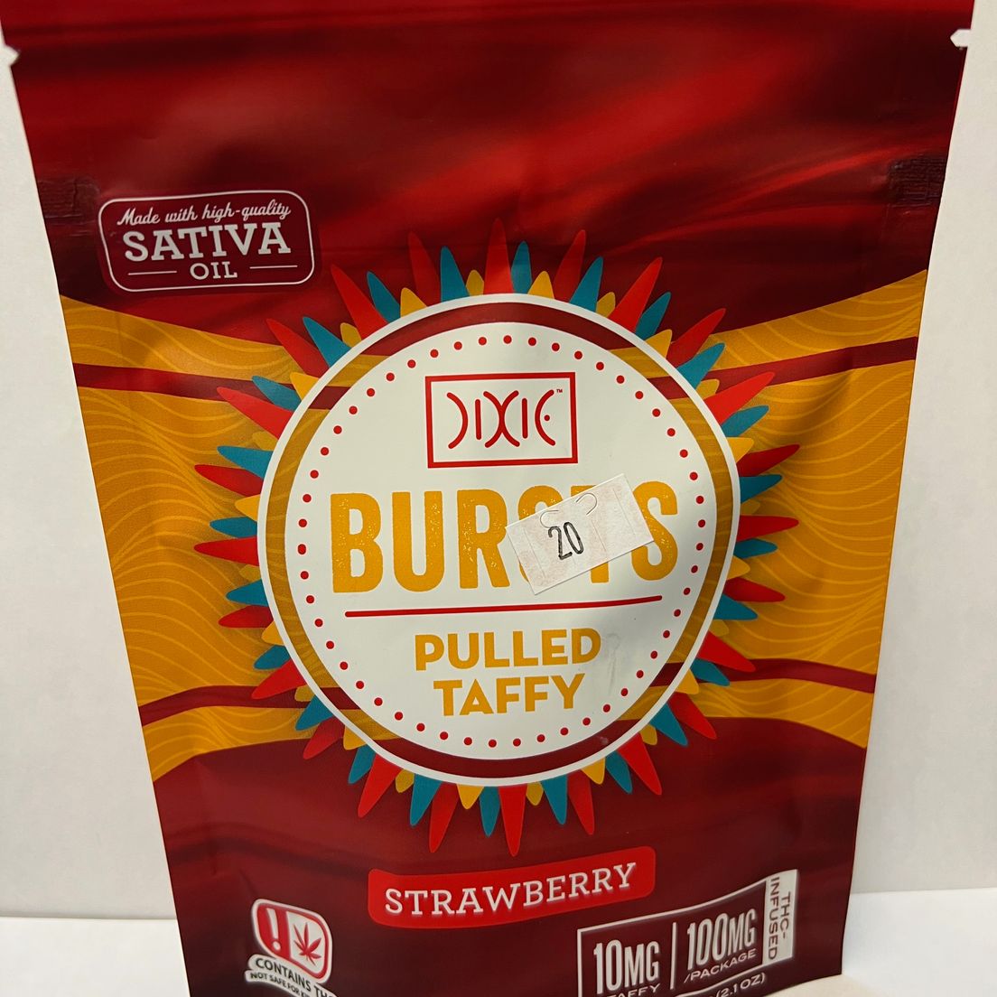 Dixie BURSTS PULLED TAFFY - 100MG THC - STRAWBERRY - SATIVA