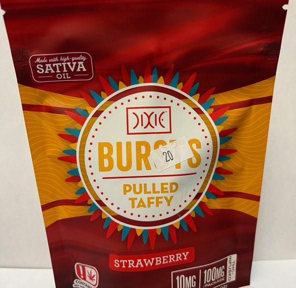 Dixie BURSTS PULLED TAFFY - 100MG THC - STRAWBERRY - SATIVA