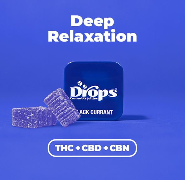 Drops Singles Black Currant Gummies 100mg THC / 100mg CBD / 100mg CBN