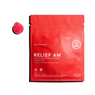 1906 Relief AM Sour Watermelon Gummies- 250mg | 300mg CBD | 200mg CBG | 100mg CBC