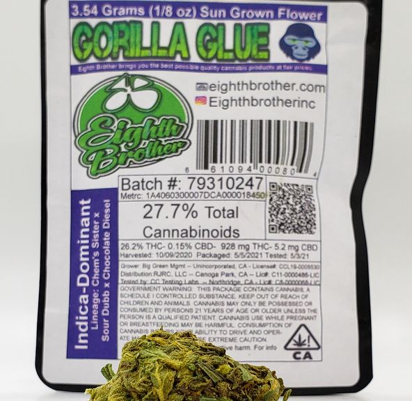 1/8 Gorilla Glue (26.2%/Hybrid - Indica Dom.) - Eighth