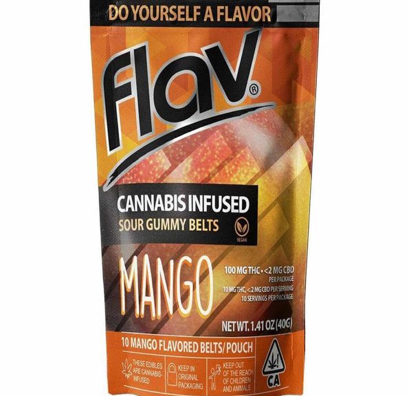 100mg Mango Sour Gummy Belts - FLAV