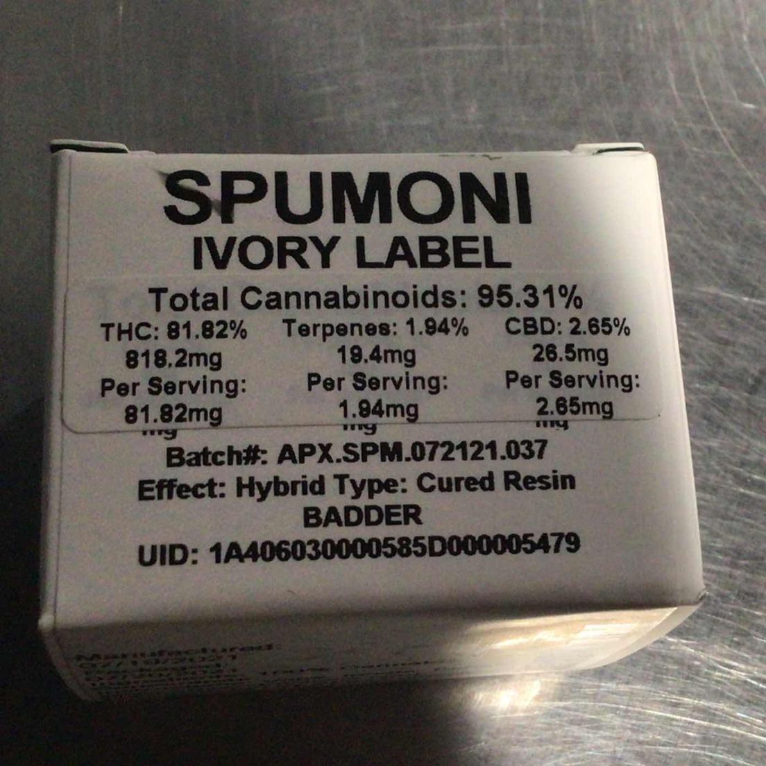 (Apex) Spumoni 1G Cured Resin Badder