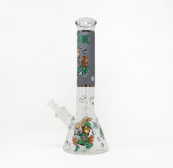 14" Large Glass Bong - Monkey Playing Baseball