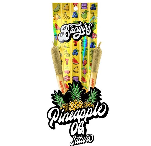 Bangers | Infused Pre Roll | Pineapple OG 2pk | Sativa | .6g | 46.44% THC