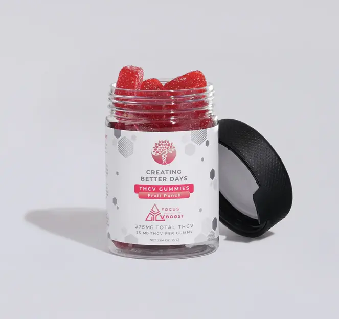 CBDays 25mg THCv Fruit Punch Gummies, 15ct.