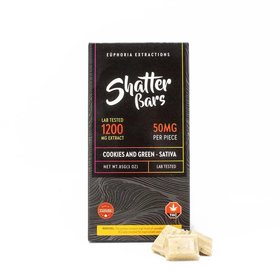 1200mg Sativa Cookies and Green Shatter Bar by Euphoria Extractions
