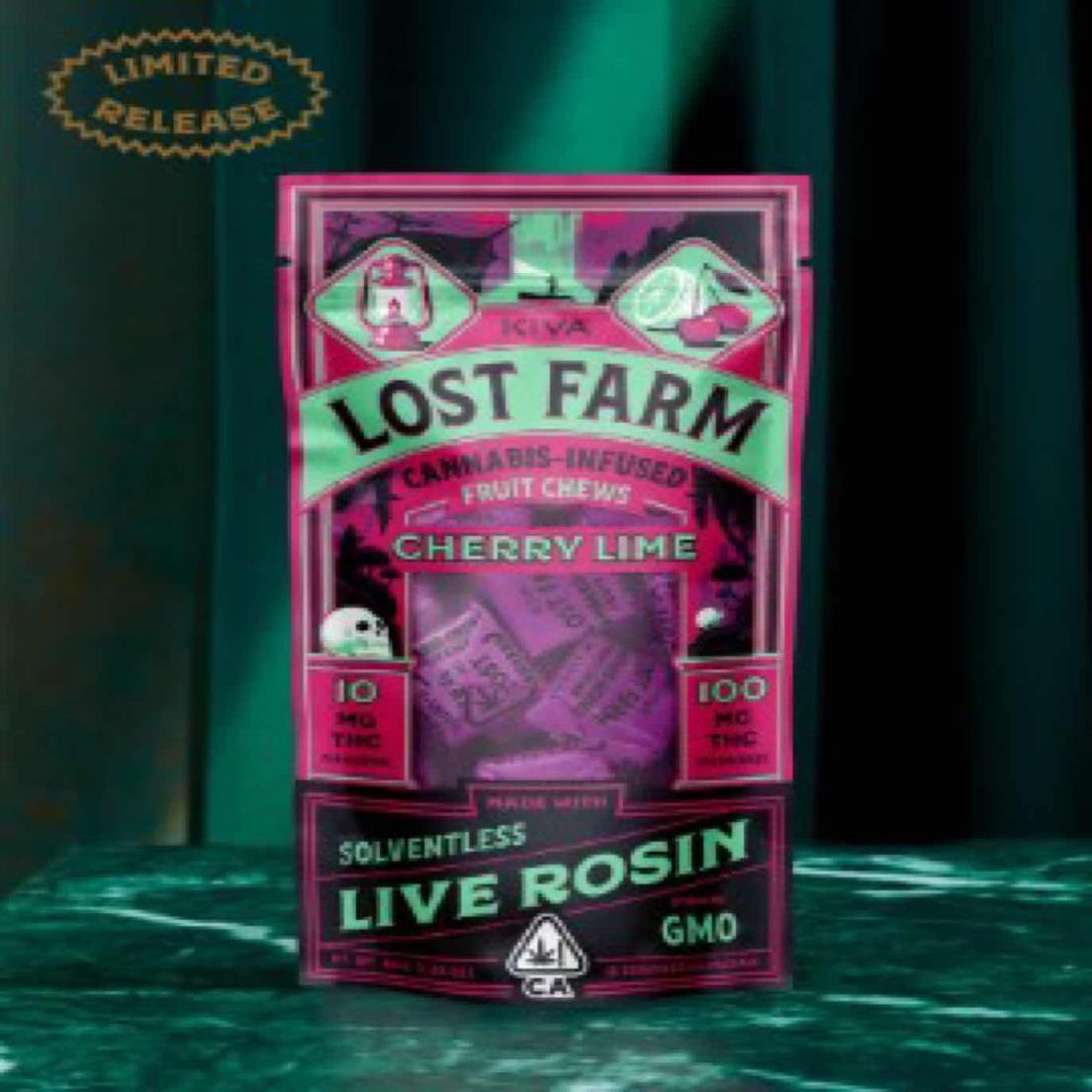 [Lost Farm] Live Rosin Chews - 100mg - Cherry Lime x GMO (I/H)