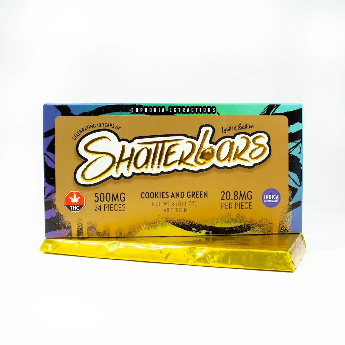 500mg Indica Cookies and Green Shatter Bar by Euphoria Extractions GOLDEN TICKET INSIDE