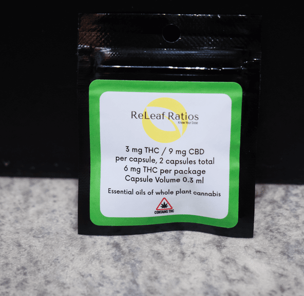 Releaf Ratios- Capsules- 3mg THC/ 9mg CBD- 2 pk