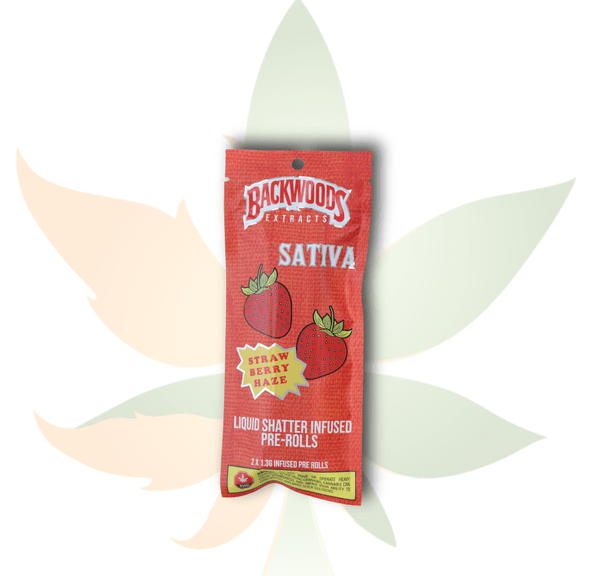 Backwoods Shatter Infused Pre Rolls (2 pack)- Strawberry Haze