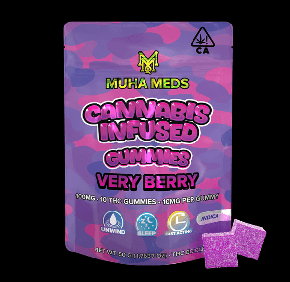 PRE-ORDER ONLY 100mg Very Berry (Indica) Gummies - Muha Meds
