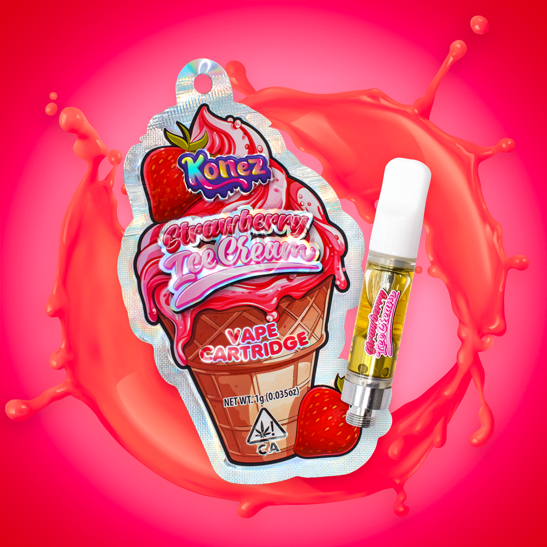 Strawberry Ice Cream Vape Cartridge 1g - KONEZ