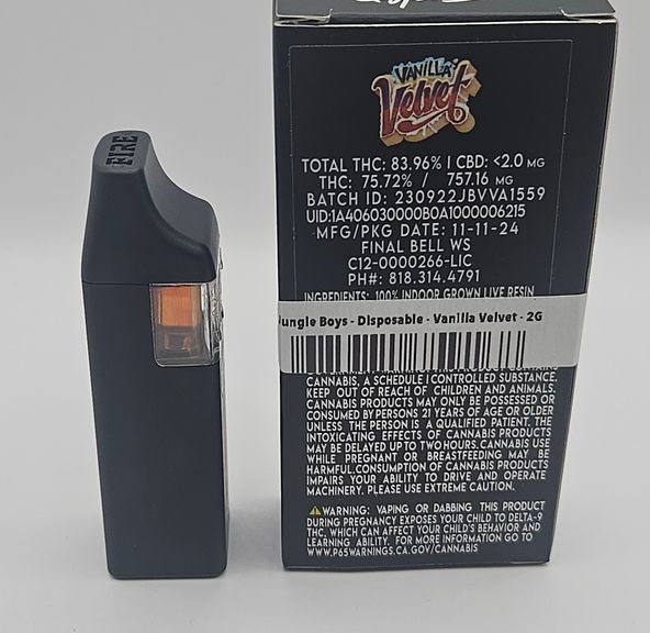 jungle boys disposable vape 2g Jungle Boys - Disposable - Vanilla Velvet - 2G at Goodies