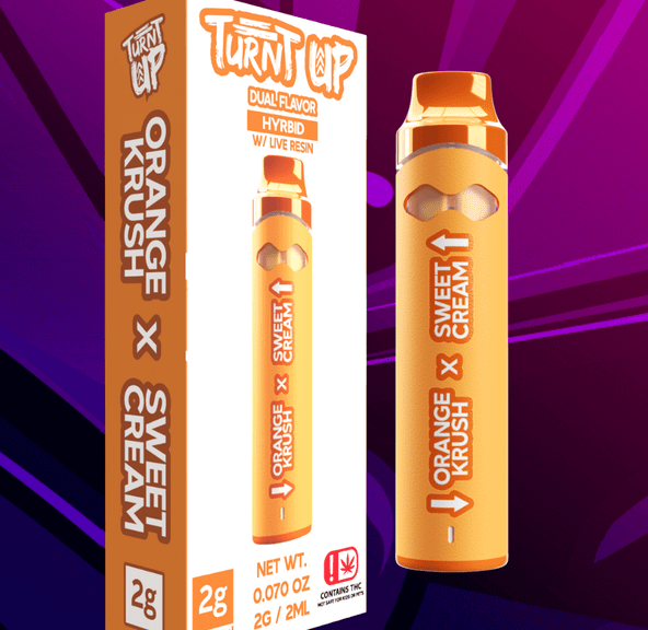 Turnt Up - 2g Disposable - Orange Krush x Sweet Cream ( Hybrid )