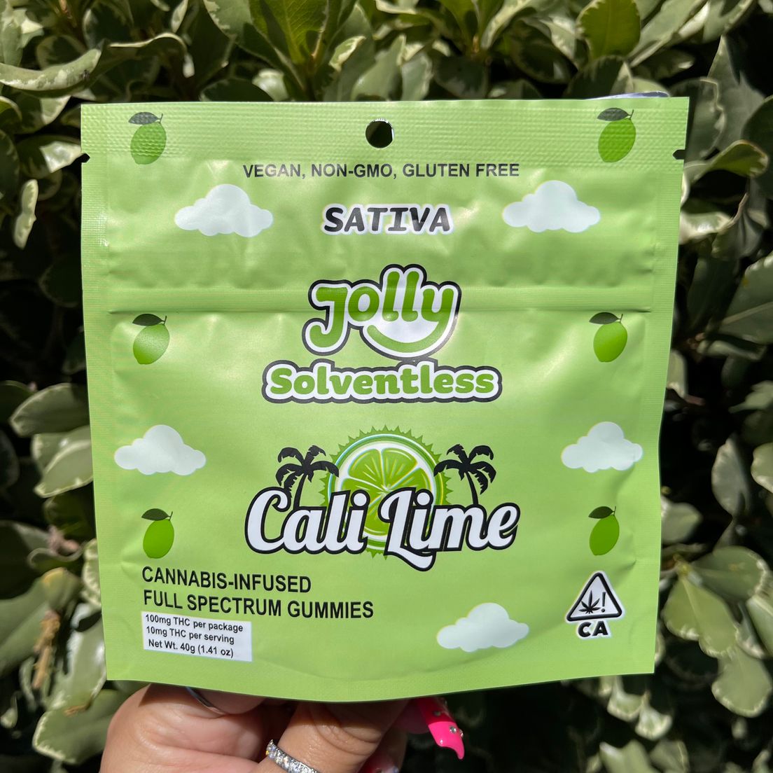 1. Jolly Solventless 100mg THC Gummies - Cali Lime (S) *SALE ITEM*