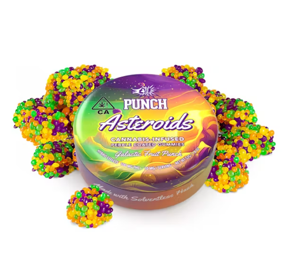 Solventless Asteroids | Galactic Fruit Punch Pebble Coated Gummies