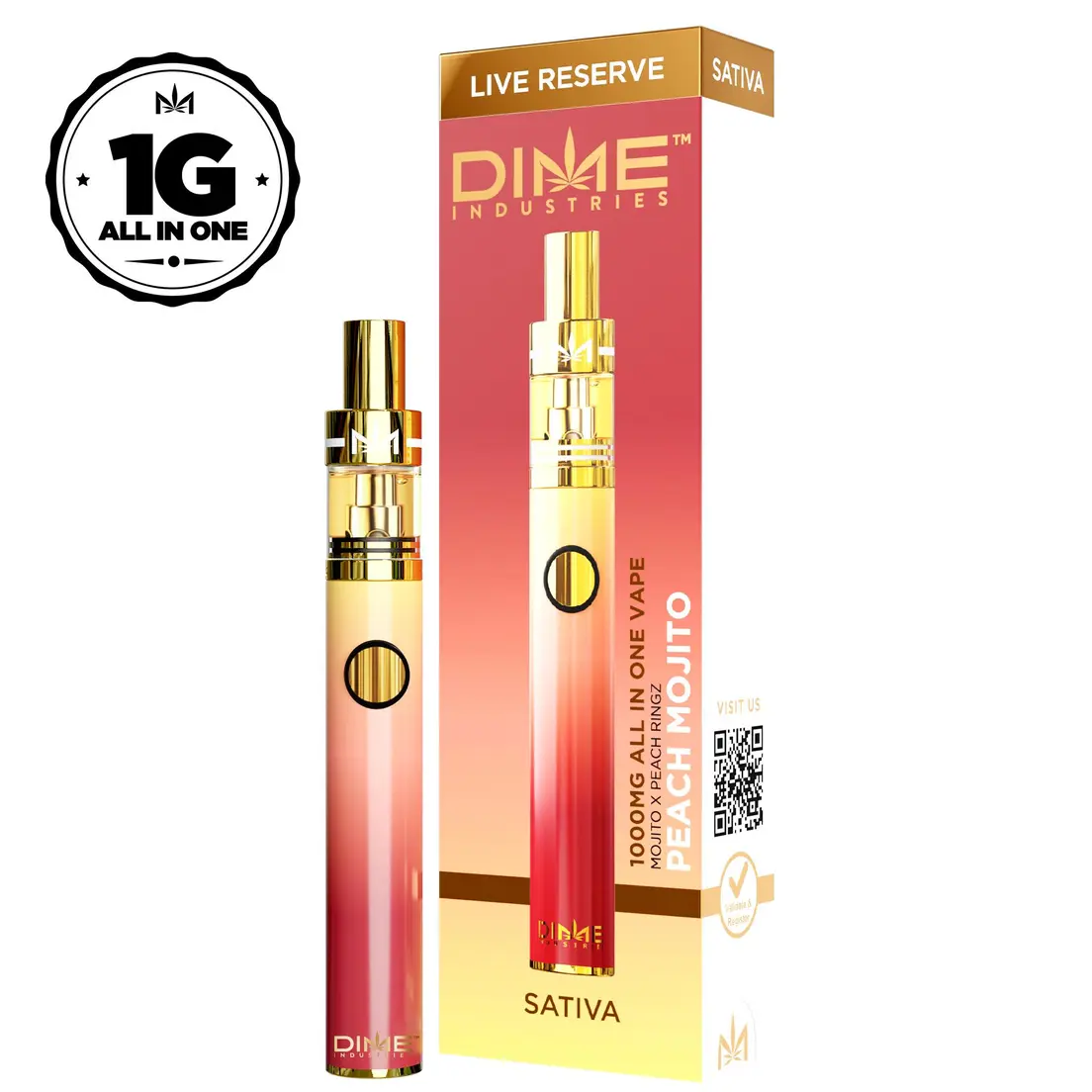 Dime Live Reserve - Peach Mojito - 1000mg All-in-One (Sativa)