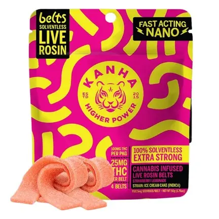 Kanha Solventless Rosin Sour Belts Strawberry Lemonade 100mg