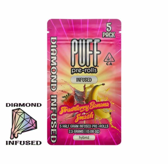 PUFF - Strawberry Banana Smash - 5pk Diamond Infused Prerolls - 2.5g