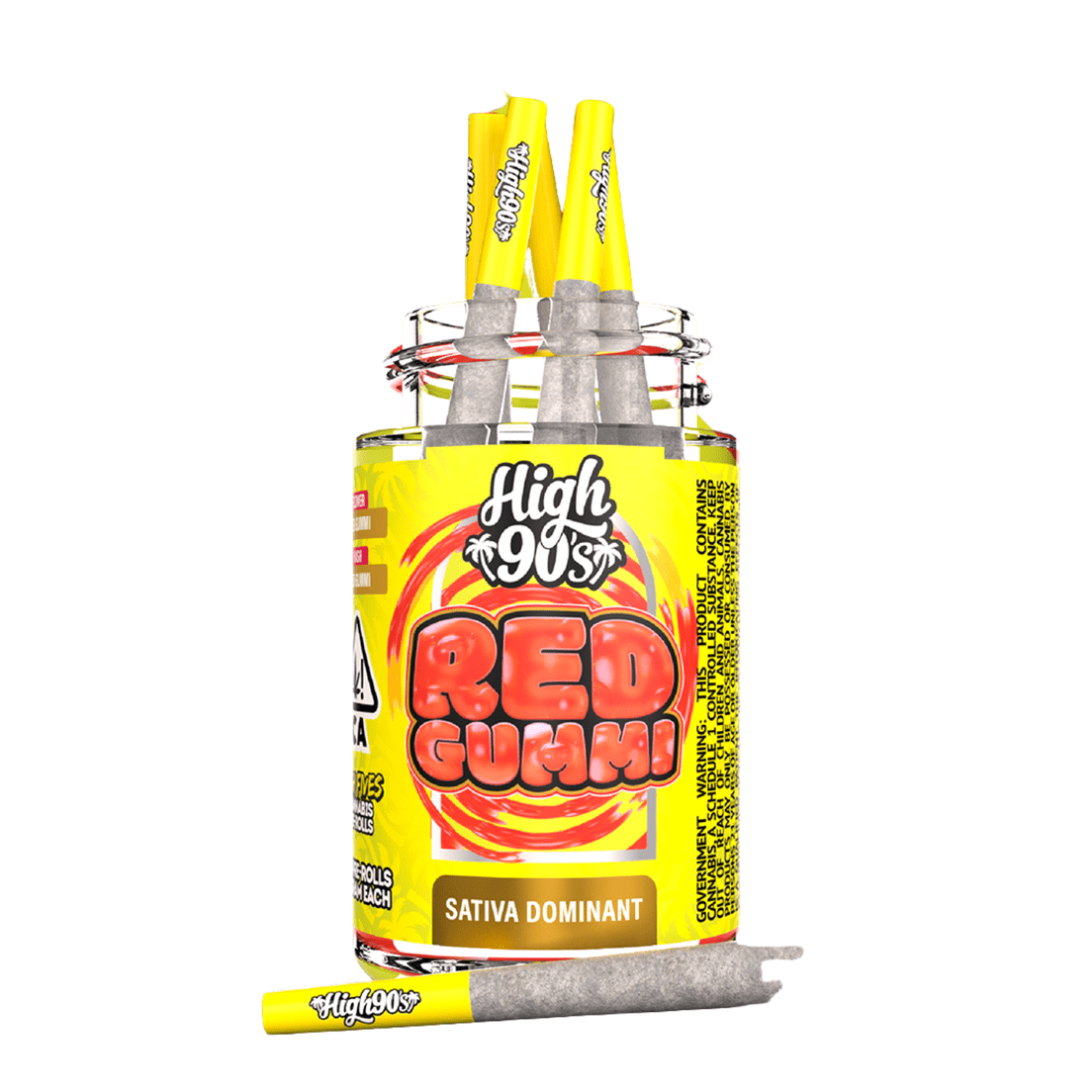 High 90s | Infused Prerolls | 5 x .5g | Bubble Hash | Red Gummi