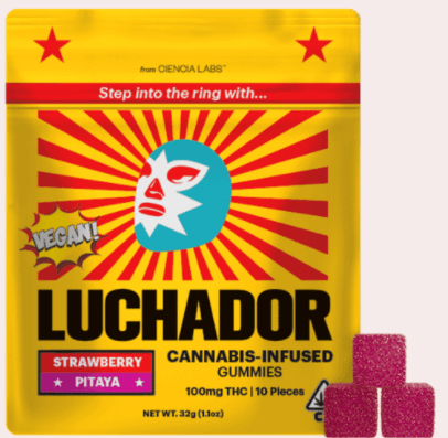 Luchador Gummies Vegan Strawberry Pitaya 100mg 10-pack (10mg each)