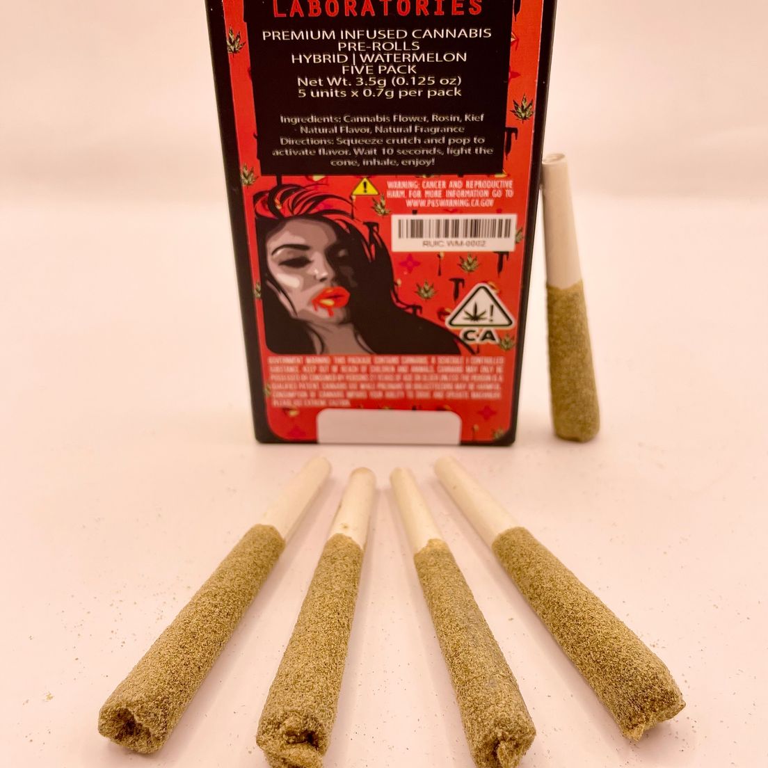 PRE-ORDER ONLY 3.5g Watermelon (Hybrid) 5-Pack Rosin Infused Prerolls - Taste