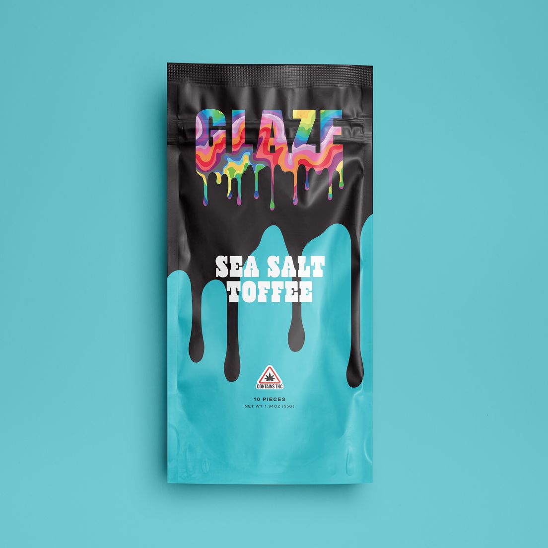 GLAZE Sea Salt Toffee Milk Chocolate Bar - 10mg square - 100mg total - 10 pcs