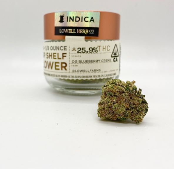 $50 4g 1/8 OG Blueberry Creme (Indoor/26%/Indica) - Lowell Herb Co.