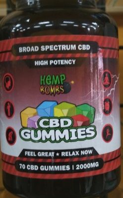 Hemp Bombs CBD Gummies High Potency 70-Count Broad Spectrum 70CT / 2000MG