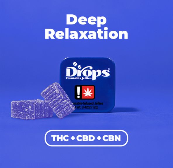 Drops- Enhanced Black Currant (Deep Relaxation) (THC:CBD:CBN) Live Rosin Jellies 100mg (I)
