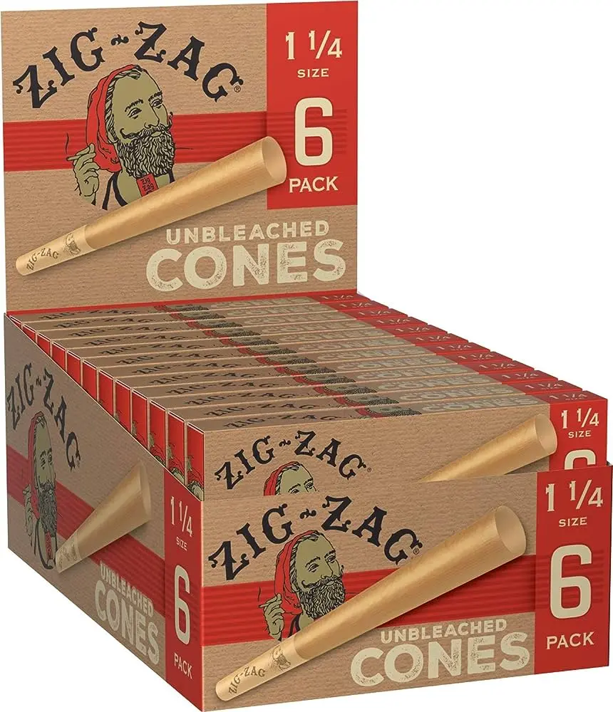 Zig Zag - Unbleached Pre-Rolled Cones 1 1/4'' 6pk