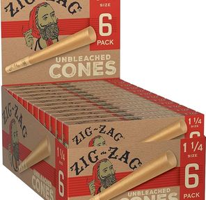 Zig Zag - Unbleached Pre-Rolled Cones 1 1/4'' 6pk