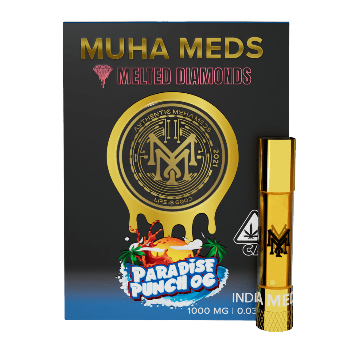 Muha | Vape Cart | 1g | Melted Diamonds | Paradise Punch OG