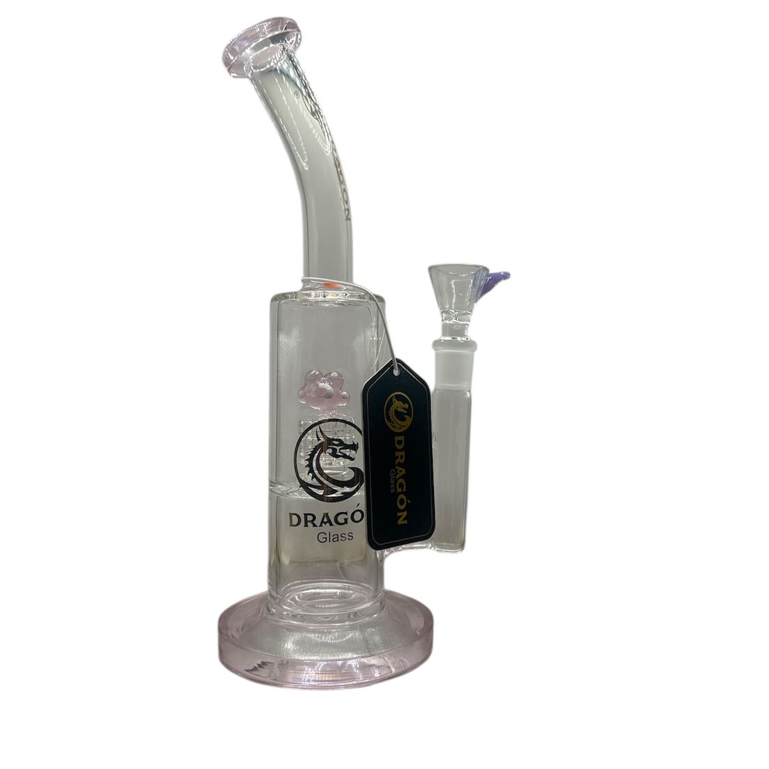 12" Glass Bong - Pink Dragon