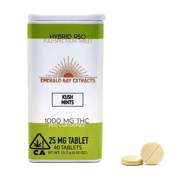 Emerald Bay Extracts 25mg Tablets - Hybrid - Kush Mints - 1000mg Package