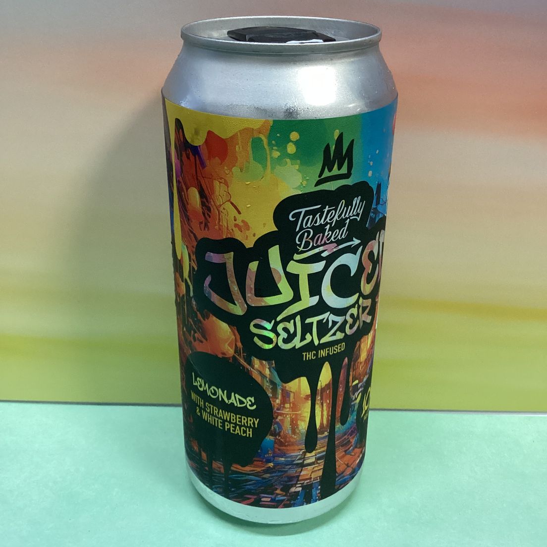 Tastefully Baked- Lemonade with Strawberry and White Peach- JUICED- NANO- THC Infused- Seltzer- 100mg