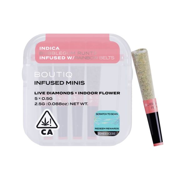 Boutiq Infused Mini Pre-Roll 5pk Bubblegum Runtz x Rainbow Belts 2.5g