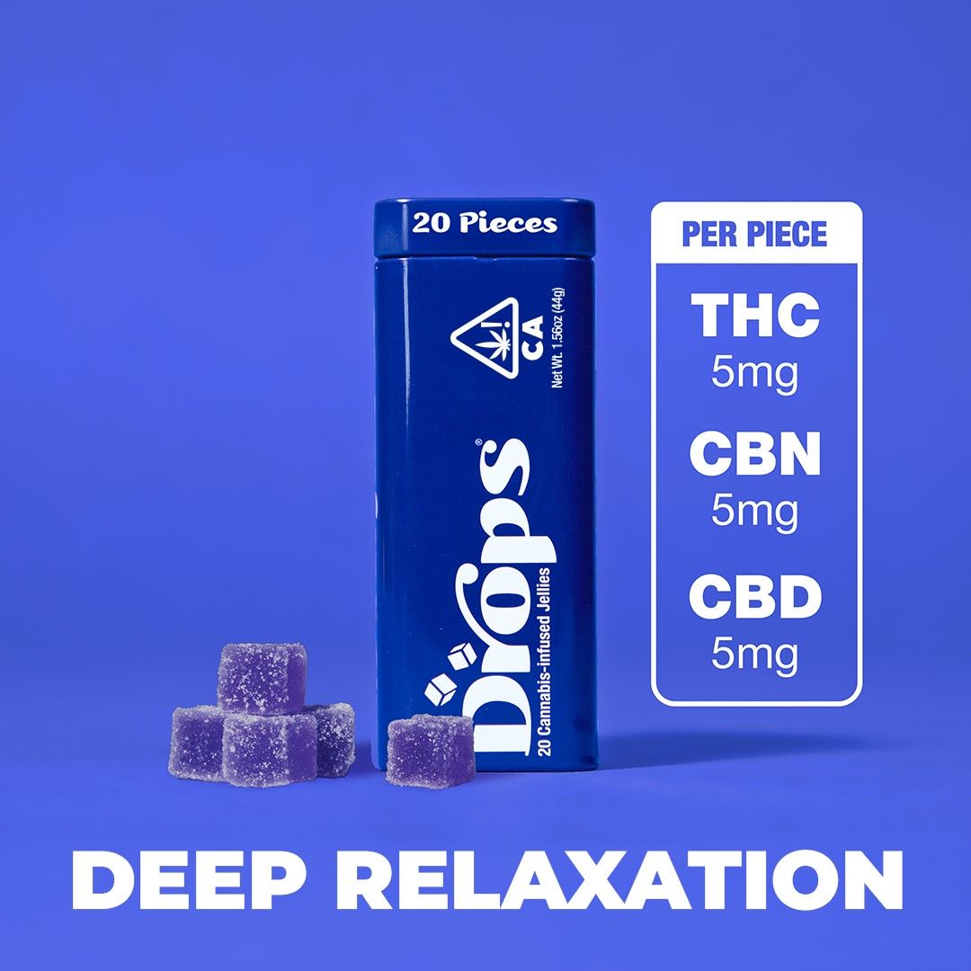 Drops 20pk Black Currant Gummies 100mg THC / 100mg CBD / 100mg CBN