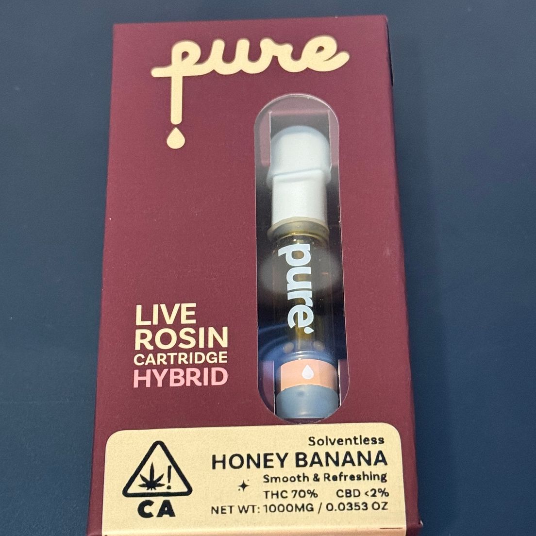 Pure- Quartz Honey Banana Live Rosin Cart 1g (H)