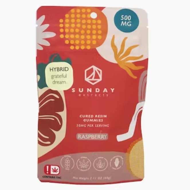 500mg Cured Resin Gummies - Raspberry - Grateful Dream