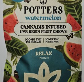Live Resin Sugar-Free Fruit Chew | 100mg | I | Watermelon, Potters