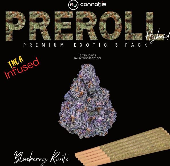 NU ~ BLUEBERRY RUNTZ INFUSED HASH/THCA PRE-ROLLS